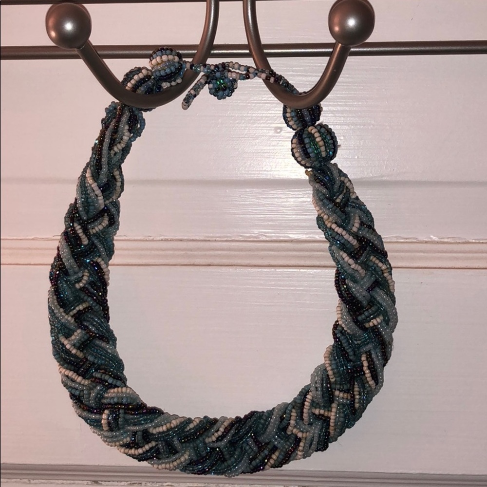 Braided beaded statement necklace